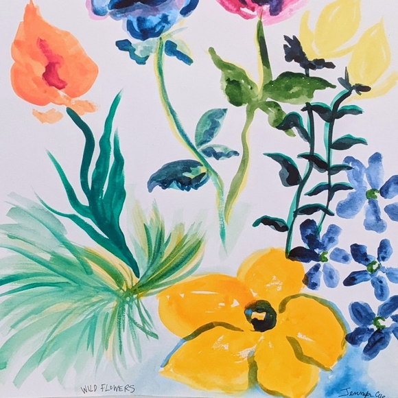 Original art signed Watercolor painting "Wildflowers" Fine Art - Picture 2 of 11